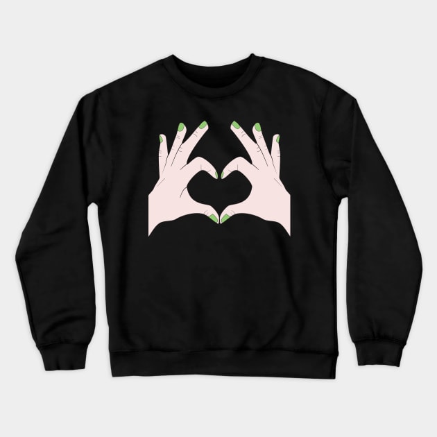 Hands Making Heart Shape Love Sign Language Valentine's Day Crewneck Sweatshirt by Okuadinya